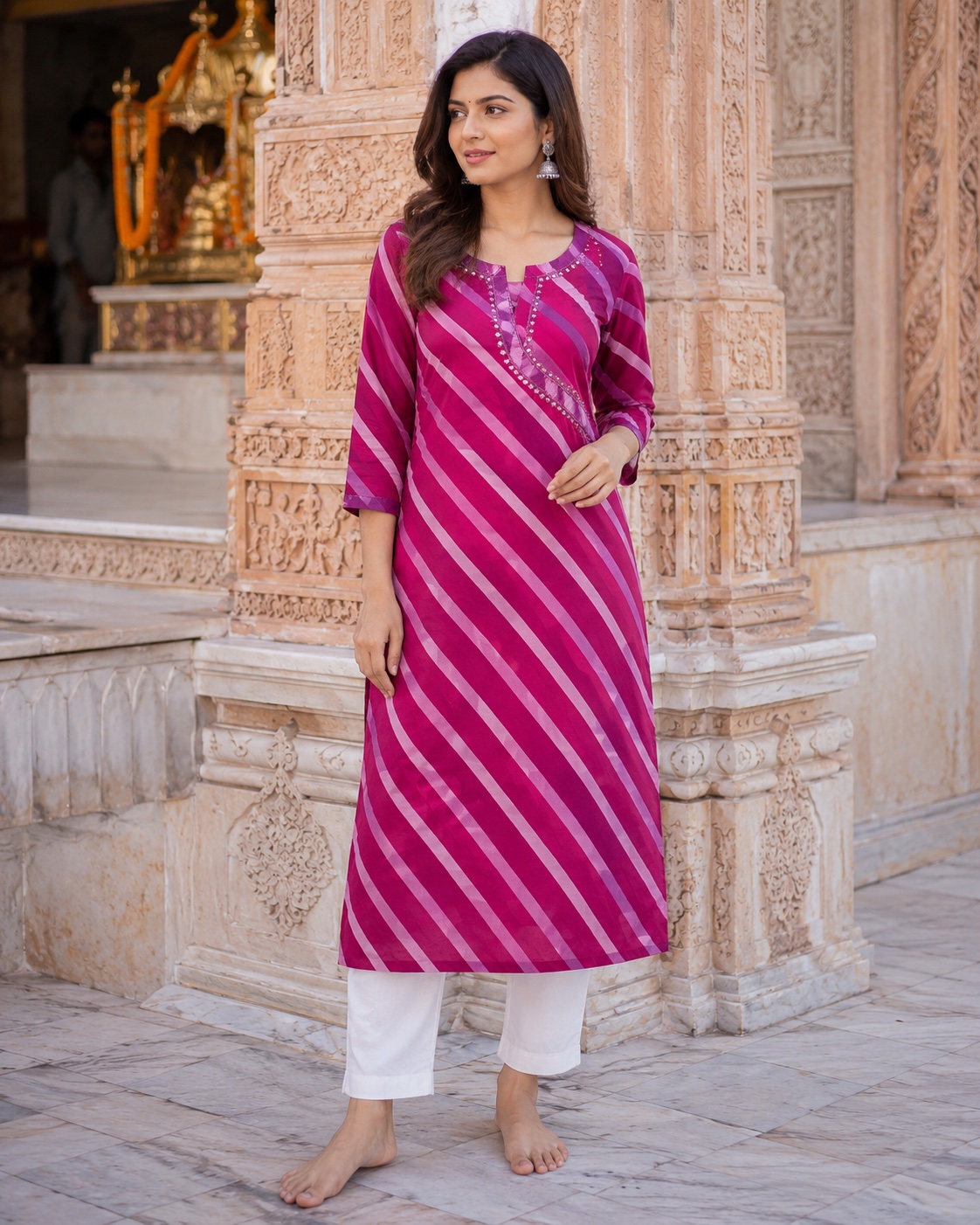 Purple Lehriya Kurti